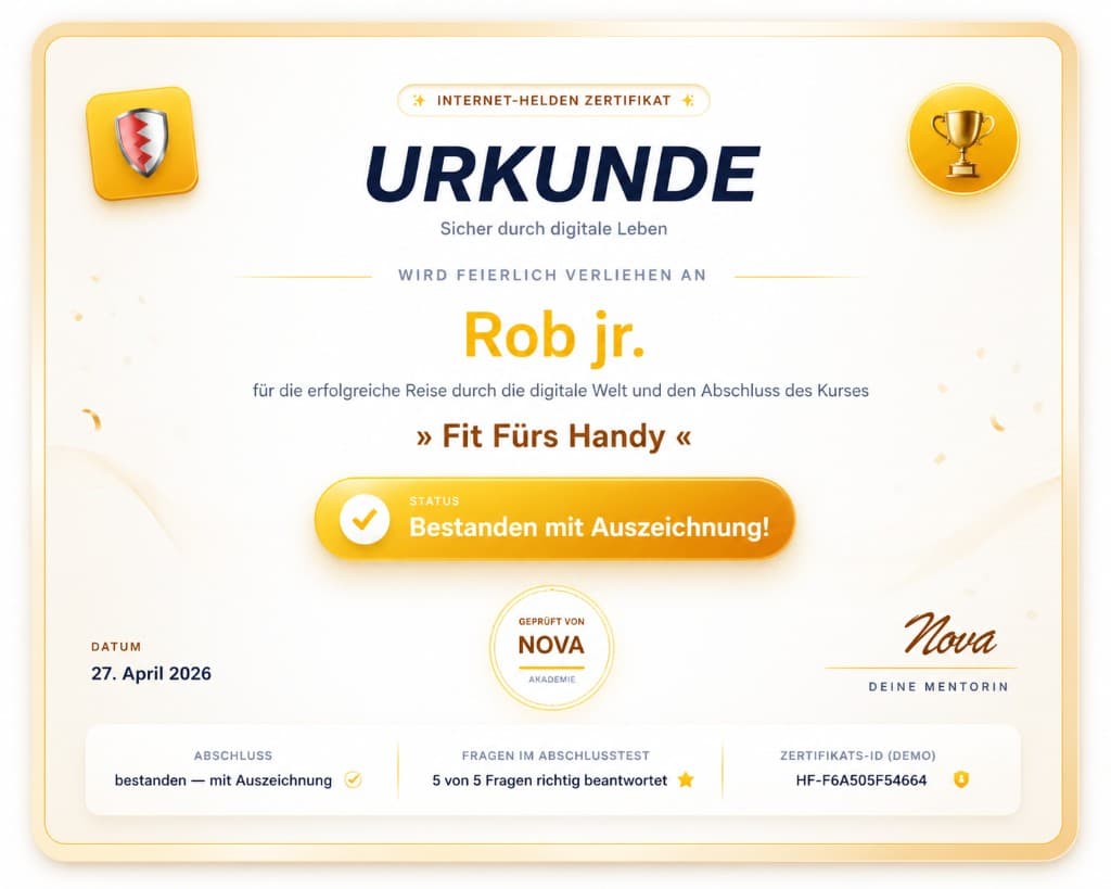 Vorschau einer Urkunde für den erfolgreichen Abschluss von Sicher durchs digitale Leben