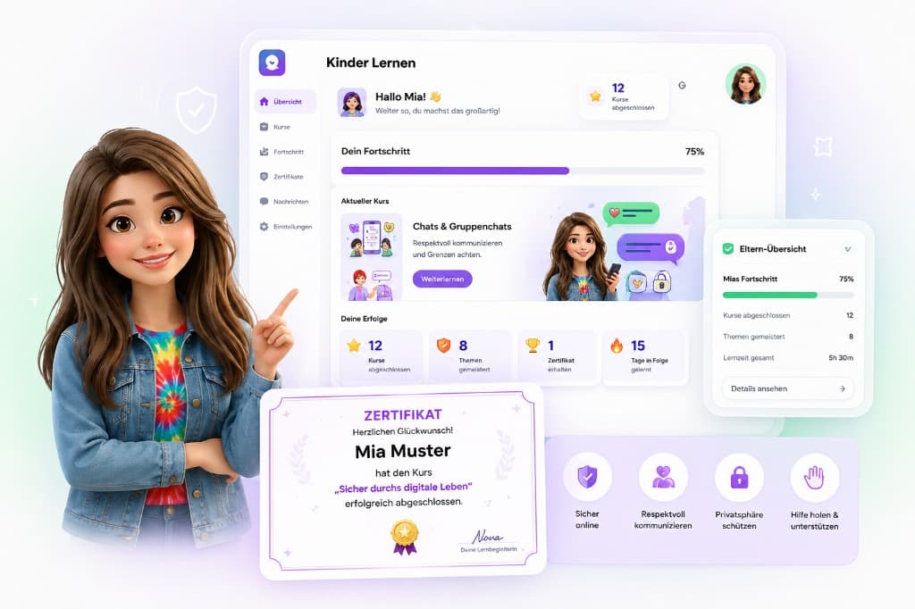 Produktvorschau von Sicher durchs digitale Leben mit Kinderbereich, Elternübersicht und Zertifikat